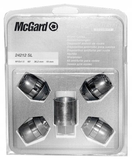 McGard Bezpečnostné matice M12x1,5 60° 36,2mm 19mm (24212SL)